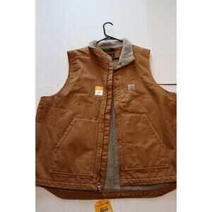 Vintage Carhartt Quilt Lined Duck Canvas Vest USA Union Tan light brown Mens XL